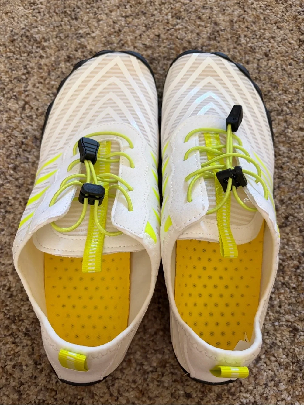 White & Neon Yellow Lace-Free Watersport shoes